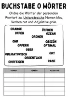 Vorschau - Arbeitsblätter - Wortarten Buchstabe O - DaZ/DaF, Deutsch (Nomen, Verben, Adjektive) - Seite 1