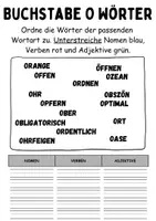 Vorschau - Arbeitsblätter - Wortarten Buchstabe O - DaZ/DaF, Deutsch (Nomen, Verben, Adjektive) - Seite 2
