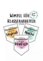 Vorschau - Mal- und Bastelvorlagen - Klassenarbeiten Wimpel Überblick - Deckblatt