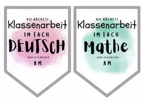 Vorschau - Mal- und Bastelvorlagen - Klassenarbeiten Wimpel Überblick - Seite 1