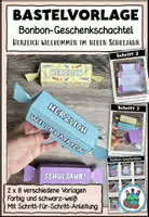 Vorschau - Mal- und Bastelvorlagen - Bonbon-Geschenkschachtel "Herzlich willkommen im neuen Schuljahr" - Deckblatt