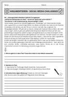 Vorschau - Arbeitsblätter - Gefährliche Social Media Challenges – Argumentieren - Seite 1