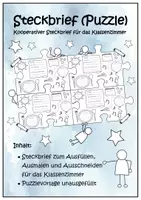 Vorschau - Mal- und Bastelvorlagen - Steckbrief. Das bin Ich. Puzzle - Deckblatt