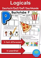 Vorschau - Mal- und Bastelvorlagen - Buchstabe P Leserätsel - Lesen, schneiden, kleben - DaZ/DaF, Deutsch, Sachunterricht - Deckblatt
