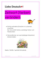 Vorschau - Arbeitsblätter - Zeitwörter verändern und richtig anwenden - Deckblatt