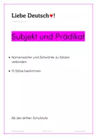 Vorschau - Arbeitsblätter - Subjekt und Prädikat - bilde Sätze, bestimme Sätze - Deckblatt