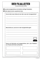 Vorschau - Arbeitsblätter - „Der Filialleiter" von Thomas Hürlimann (Aufgabenpaket) - Seite 1