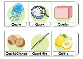 Vorschau - Spiele - Leporello/Faltbuch Thema Buchstabe Q (Klasse 1 und 2) - Seite 1