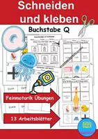 Vorschau - Arbeitsblätter - Ausschneiden und kleben Buchstabe Q - Wortschatz basteln Feinmotorik (Grundschule) - Deckblatt