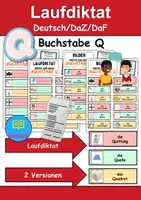 Vorschau - Unterrichtsreihen - Laufdiktat / Schleichdiktat Buchstabe Q - DaZ/DaF, Deutsch (Diktat) - Deckblatt