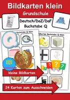 Vorschau - Spiele - Kleine Bildkarten Buchstabe Q - DaZ/DaF, Deutsch (Grundschule) Vokabelkarten - Deckblatt
