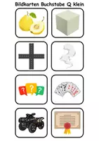 Vorschau - Spiele - Kleine Bildkarten Buchstabe Q - DaZ/DaF, Deutsch (Grundschule) Vokabelkarten - Seite 3