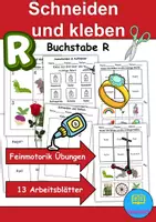 Vorschau - Arbeitsblätter - Ausschneiden und kleben Buchstabe R - Wortschatz basteln Feinmotorik (Grundschule) - Deckblatt