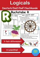 Vorschau - Arbeitsblätter - Buchstabe R Leserätsel - Lesen, schneiden, kleben - DaZ/DaF, Deutsch, Sachunterricht - Deckblatt