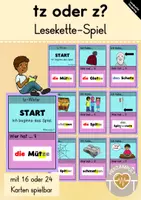Vorschau - Spiele - Lesekette: Wörter mit tz - Deckblatt