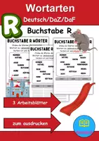 Vorschau - Arbeitsblätter - Wortarten Buchstabe R - DaZ/DaF, Deutsch (Nomen, Verben, Adjektive) - Deckblatt
