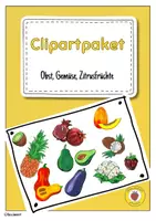 Vorschau - selbst erstellte Cliparts/Grafiken - Clipartpaket Obst, Gemüse, Zitrusfrüchte - bunte Illustrationen für Unterricht & Materialien - Deckblatt