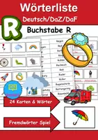 Vorschau - Mal- und Bastelvorlagen - Wörterliste Buchstabe R - DaZ/DaF, Deutsch (Grundschule) Kartenspiel - Deckblatt