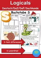 Vorschau - Mal- und Bastelvorlagen - Buchstabe S Leserätsel - Lesen, schneiden, kleben - DaZ/DaF, Deutsch, Sachunterricht - Deckblatt