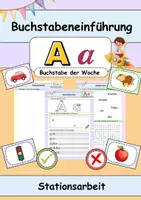 Vorschau - Stationenlernen - Buchstabeneinführung - A - Stationsarbeit / Stationenarbeit - Deckblatt