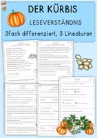 Vorschau - Arbeitsblätter - Der Kürbis - Leseverständnis, differenziert, Klasse 2, 3, 4 - Deckblatt