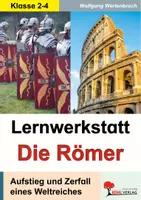 Vorschau - Arbeitsblätter - Lernwerkstatt Die Römer Grundschule | Legionen, Limes, Augustus, Sklaven, Mosaiken, römische Zahlen, Alltag, Straßen, Aquädukt | Sachunterricht Geschichte Klasse 2-4 Lösungen - Deckblatt