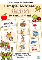 Vorschau - Stationenlernen - Herbst Lernspiel Nichtleser, Vorschule, Fördermaterial, Klasse 1 - Deckblatt