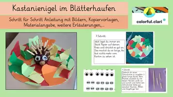 Vorschau - Mal- und Bastelvorlagen - Kastanienigel im Blätterhaufen werken - Deckblatt