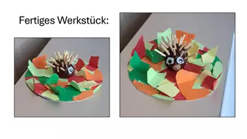 Vorschau - Mal- und Bastelvorlagen - Kastanienigel im Blätterhaufen werken - Seite 1