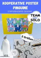 Vorschau - Mal- und Bastelvorlagen - Kooperatives Poster, Plakat, Pinguine, differenziert - Deckblatt