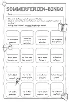 Vorschau - Arbeitsblätter - Sommerferien-Bingo - Seite 1