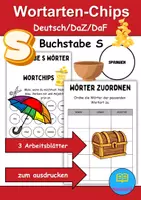 Vorschau - Arbeitsblätter - Wortarten Chips Buchstabe S - DaZ/DaF, Deutsch (Nomen, Verben, Adjektive) - Deckblatt