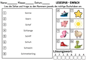 Vorschau - Spiele - Lesespur / Leserätsel Thema Buchstabe S - DaZ/DaF, Deutsch - Seite 1