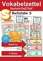 Vorschau - Mal- und Bastelvorlagen - Vokabelzettel/Bildkarten Thema Buchstabe S - DaZ/DaF, Deutsch (Wortschatz) - Deckblatt