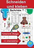 Vorschau - Arbeitsblätter - Ausschneiden und kleben Buchstabe T - Wortschatz basteln Feinmotorik (Grundschule) - Deckblatt