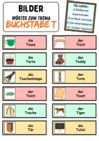 Vorschau - Unterrichtsreihen - Laufdiktat / Schleichdiktat Buchstabe T - DaZ/DaF, Deutsch (Diktat) - Seite 1