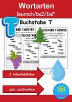 Vorschau - Lehrpläne/Lehrermaterial - Wortarten Buchstabe T - DaZ/DaF, Deutsch (Nomen, Verben, Adjektive) - Deckblatt