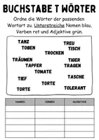Vorschau - Lehrpläne/Lehrermaterial - Wortarten Buchstabe T - DaZ/DaF, Deutsch (Nomen, Verben, Adjektive) - Seite 1