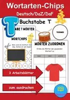 Vorschau - Mal- und Bastelvorlagen - Wortarten Chips Buchstabe T - DaZ/DaF, Deutsch (Nomen, Verben, Adjektive) - Deckblatt