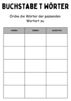 Vorschau - Mal- und Bastelvorlagen - Wortarten Chips Buchstabe T - DaZ/DaF, Deutsch (Nomen, Verben, Adjektive) - Seite 1