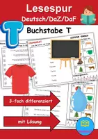 Vorschau - Spiele - Lesespur / Leserätsel Thema Buchstabe T - DaZ/DaF, Deutsch - Deckblatt