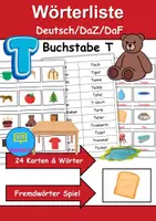 Vorschau - Mal- und Bastelvorlagen - Wörterliste Buchstabe T - DaZ/DaF, Deutsch (Grundschule) Kartenspiel - Deckblatt