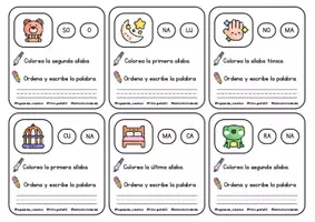 Vista previa - Tarjetas / Manipulativos - Sílabas y palabras: tarjetario de conciencia silábica - página 3