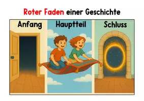 Vorschau - Stundenentwürfe - Aufbau einer Geschichte. Roter Faden. Merkposter - Seite 1
