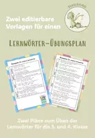 Vorschau - Aufgabenkarten - Lernwörter-Übungspläne - 3. und 4. Klasse - Deckblatt