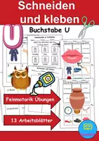 Vorschau - Mal- und Bastelvorlagen - Ausschneiden und kleben Buchstabe U - Wortschatz basteln Feinmotorik (Grundschule) - Deckblatt