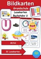 Vorschau - Spiele - Lesekarten/Bildkarten Buchstabe U mittelschwer - DaZ/DaF, Deutsch (Grundschule) - Deckblatt
