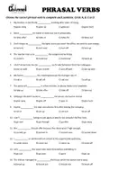 Aperçu - Feuilles d'exercices - PHRASAL VERBS – Multiple-Choice Cloze (30 Sentences) - Page 1