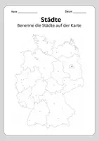 Vorschau - Arbeitsblätter - Arbeitsblatt Deutschlandkarte: Städte benennen (inkl. Musterlösung) - Deckblatt