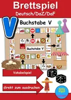Vorschau - Spiele - Brettspiel Buchstabe V Wortschatzspiel Grundschule DaZ/DaF/Deutsch - Deckblatt